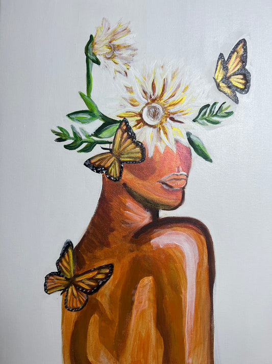 Sun Kissed Sunflower Lady Original Painting