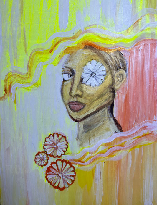 Daisy Flower Lady Original Painting