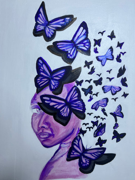 Lavender Butterfly Original Painting