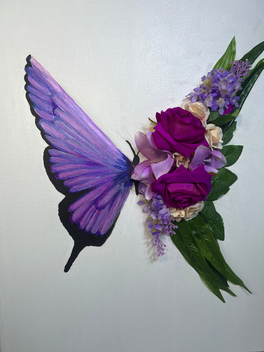 Lavender Floral Butterfly Painting